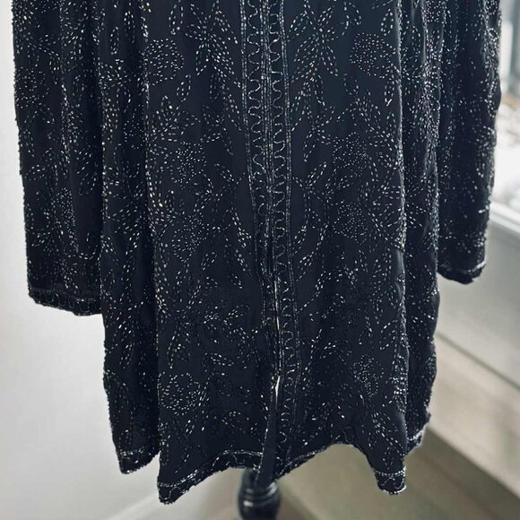 Milano Black & Iridescent Botanical Hand-Beaded Evening Jacket – US 2X - Picture 6 of 15
